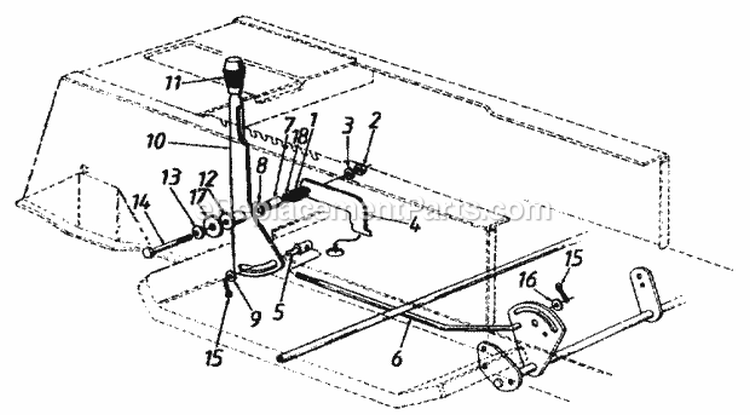 Gear Selector Assembly (6 Speed) Diagram and Parts List for 13A4662F129 2001 Yard Machines Lawn Tractor